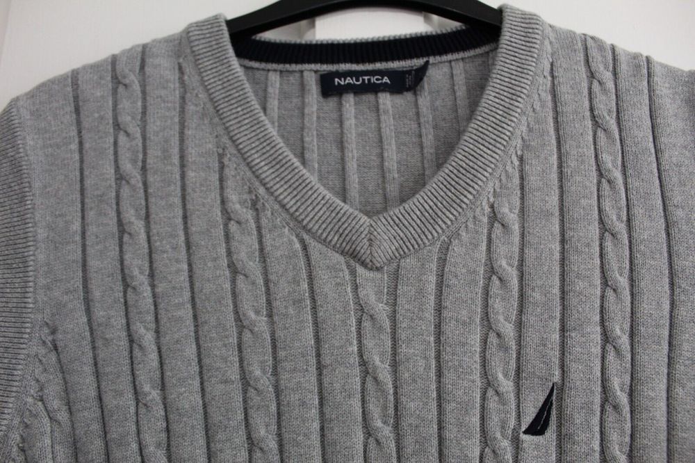 Nautica Mens Knitted Cable Tank Top Size large Grey chest  46 inch - Picture 4 of 5